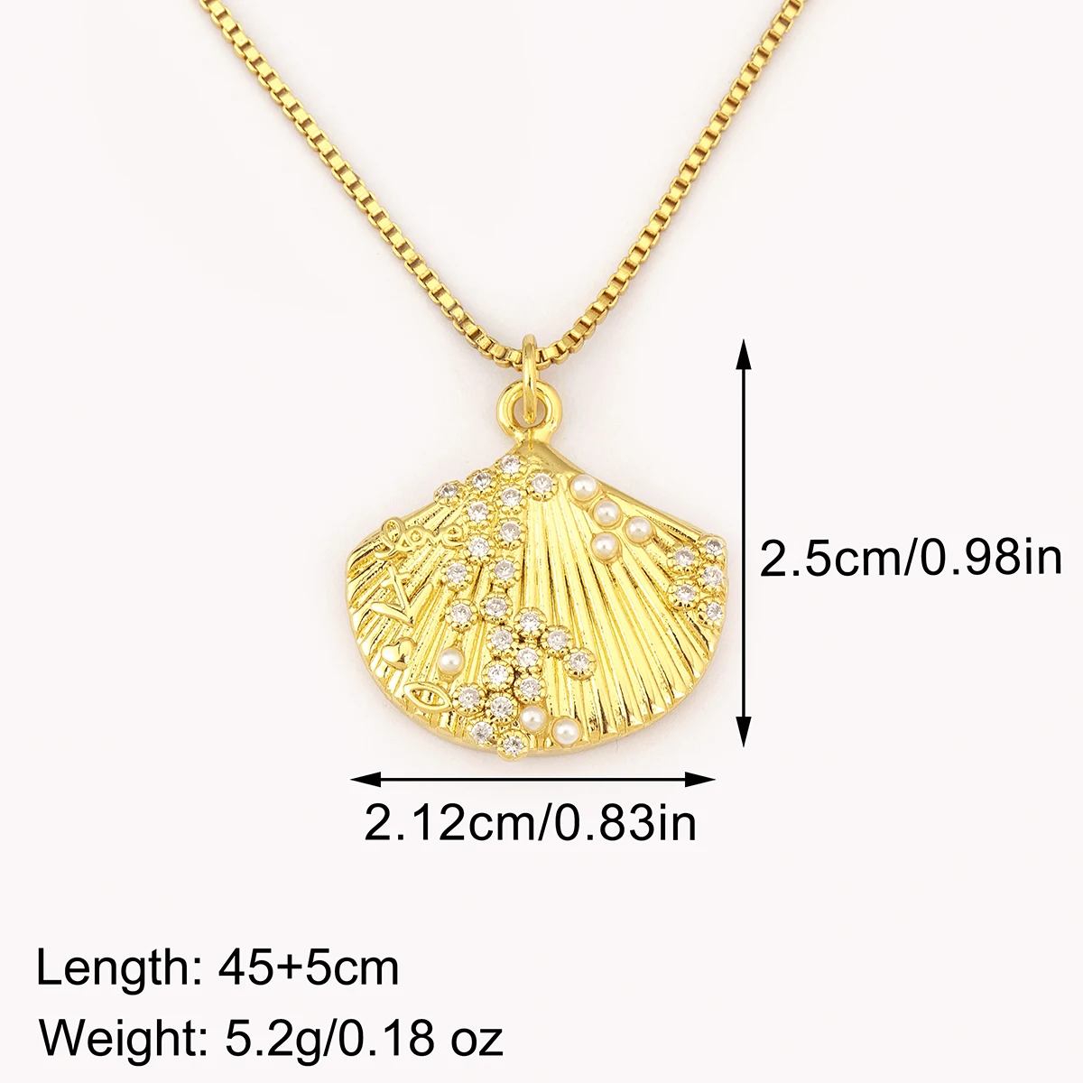 Nidin New Fashion Lucky Shell Shape Inlaid Pearl Crystal Zircon Pendant Necklace For Women Female 4 Styles Choice Jewelry Gifts
