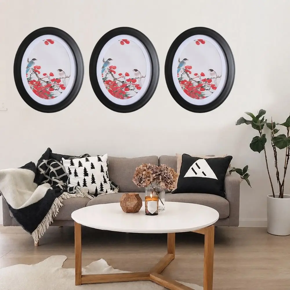 Solid Wood Oval Picture Frame 7/12 Inch Classic Design Wood Picture Frame Oval Shape Wall Mounted Wall-mounted Picture Frames
