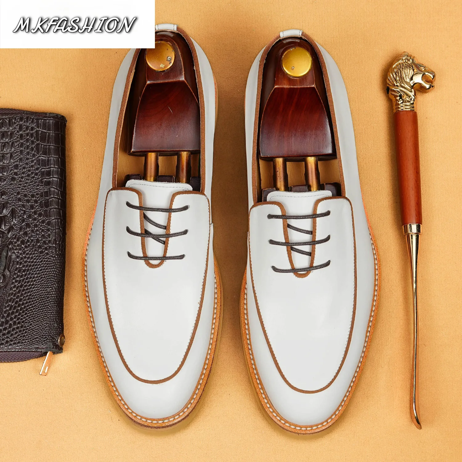 British Style Men Business Casual Shoes Thick Sole Height Increasing Footwear