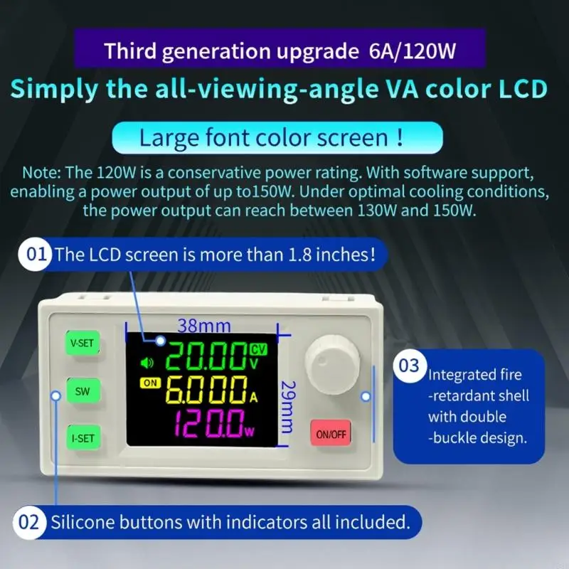 Y08D 120W ปรับแรงดันไฟฟ้าได้ควบคุมแหล่งจ่ายไฟการป้องกันการใช้งานมากเกินไปสำหรับห้องปฏิบัติการ