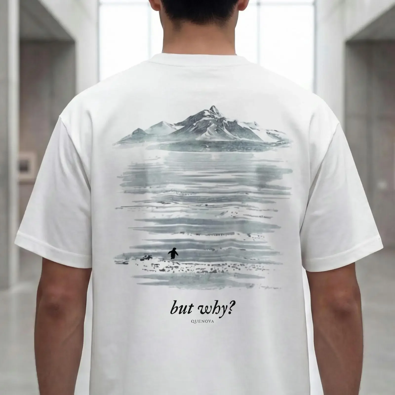 Men's But Why Quote Penguin T shirt Philosophical Nihilist Minimalist Streetwear Existential Dread Aesthetic Casual vintage