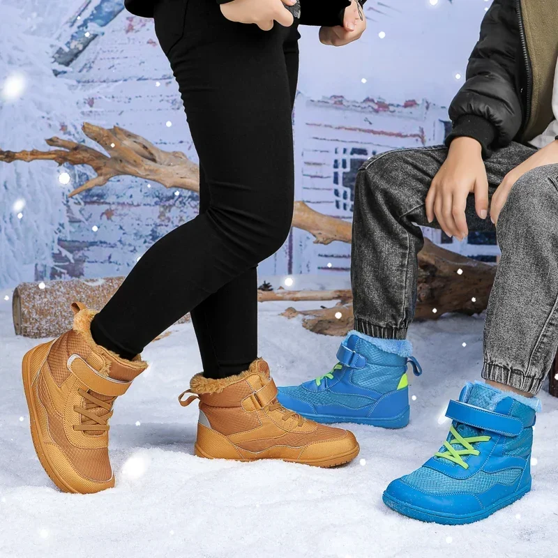 Kinderen blote voeten laarzen brede neus waterdichte winter sneeuwschoenen voor jongens meisjes koud weer warme sneaker antislip wandelen casual flats