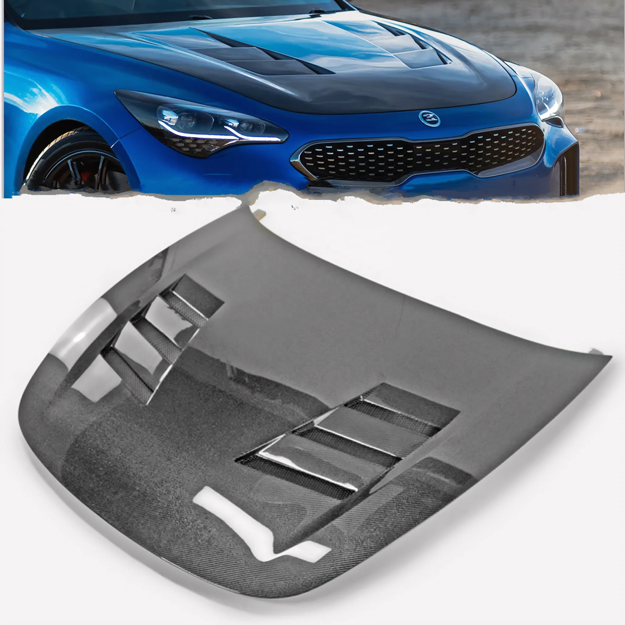 Fits For Kia Stinger GT AM Type Hood Carbon Front Vented Hood for Stinger