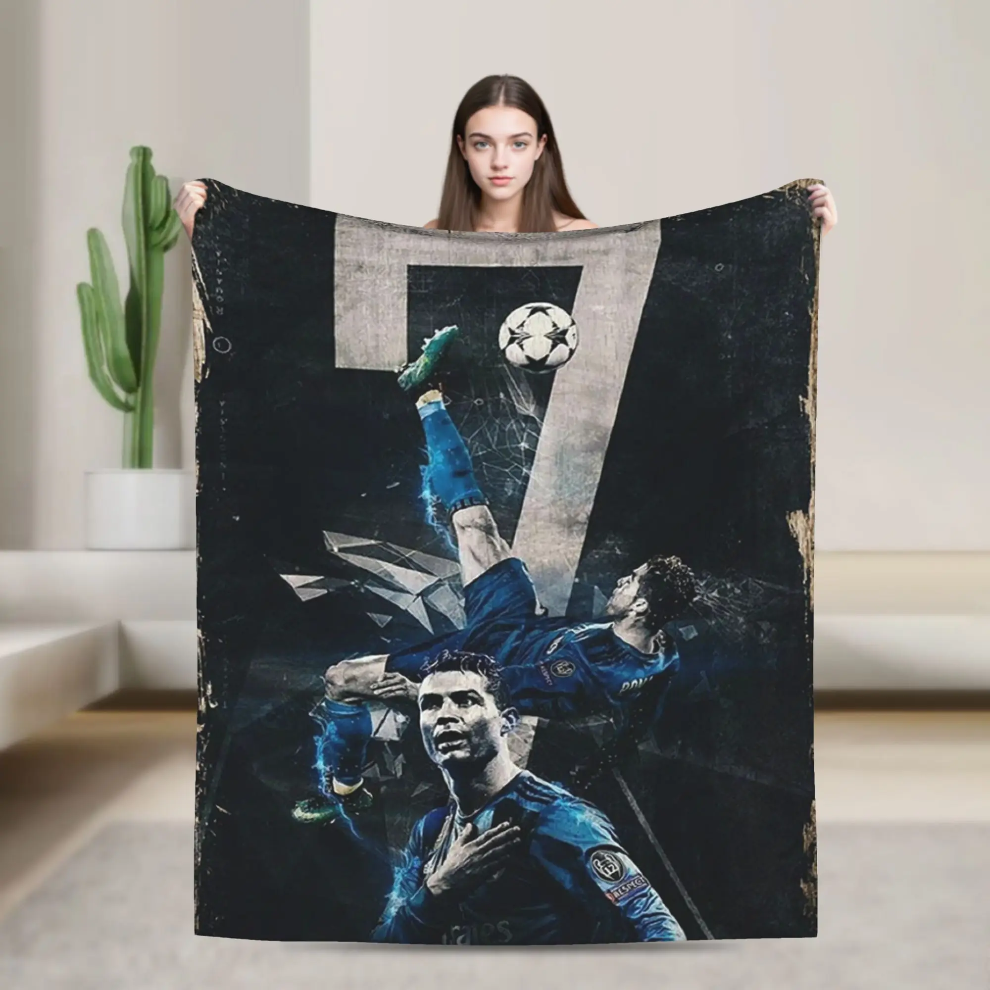 CR7  Football Soccer Blankets Flannel Funny Breathable Throw Blanket for Home Spring/Autumn,