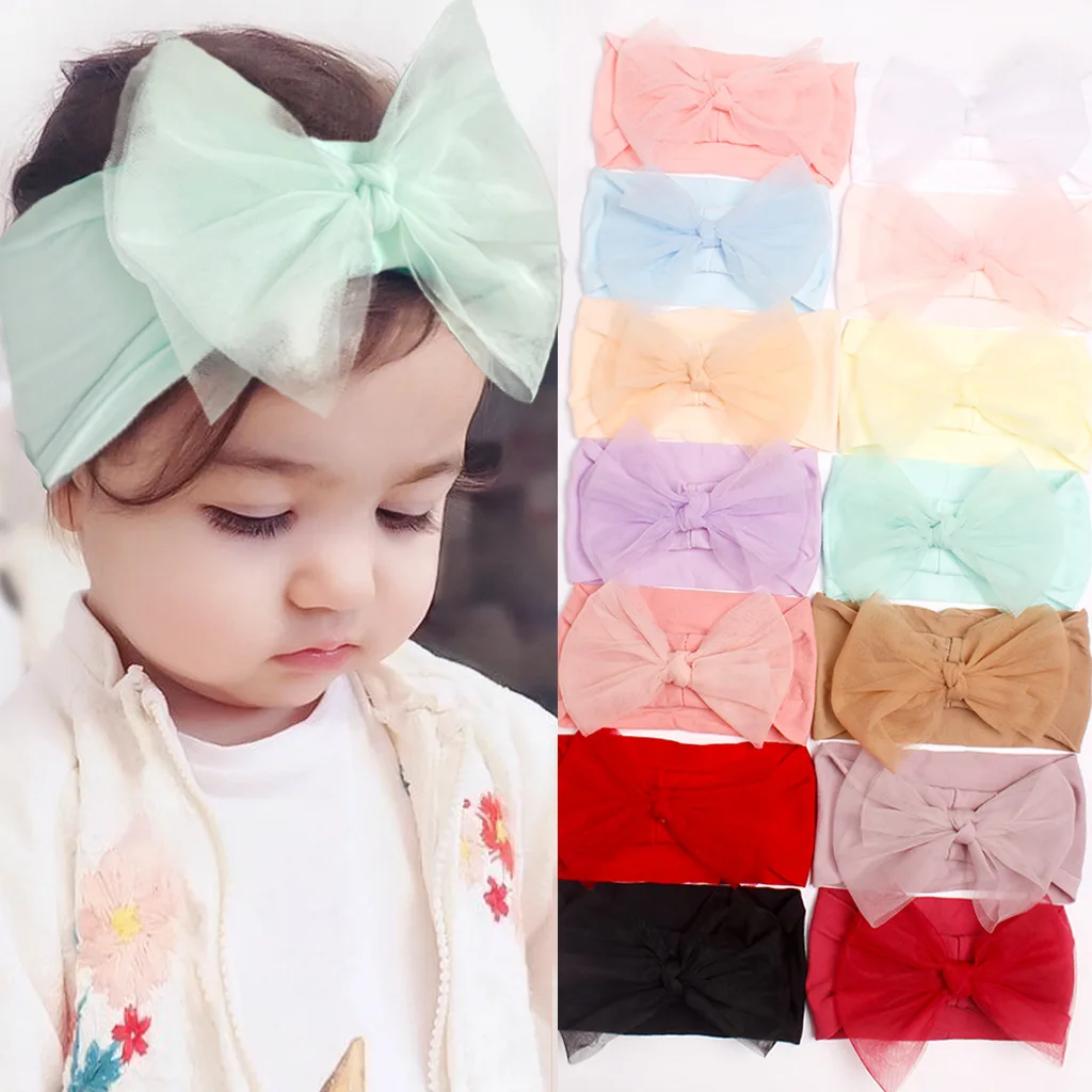 

New Children's Solid Color Nylon Mesh Hair Band Baby Hair Accessories Cute Girls' Headband Baby Infant Soft Headband