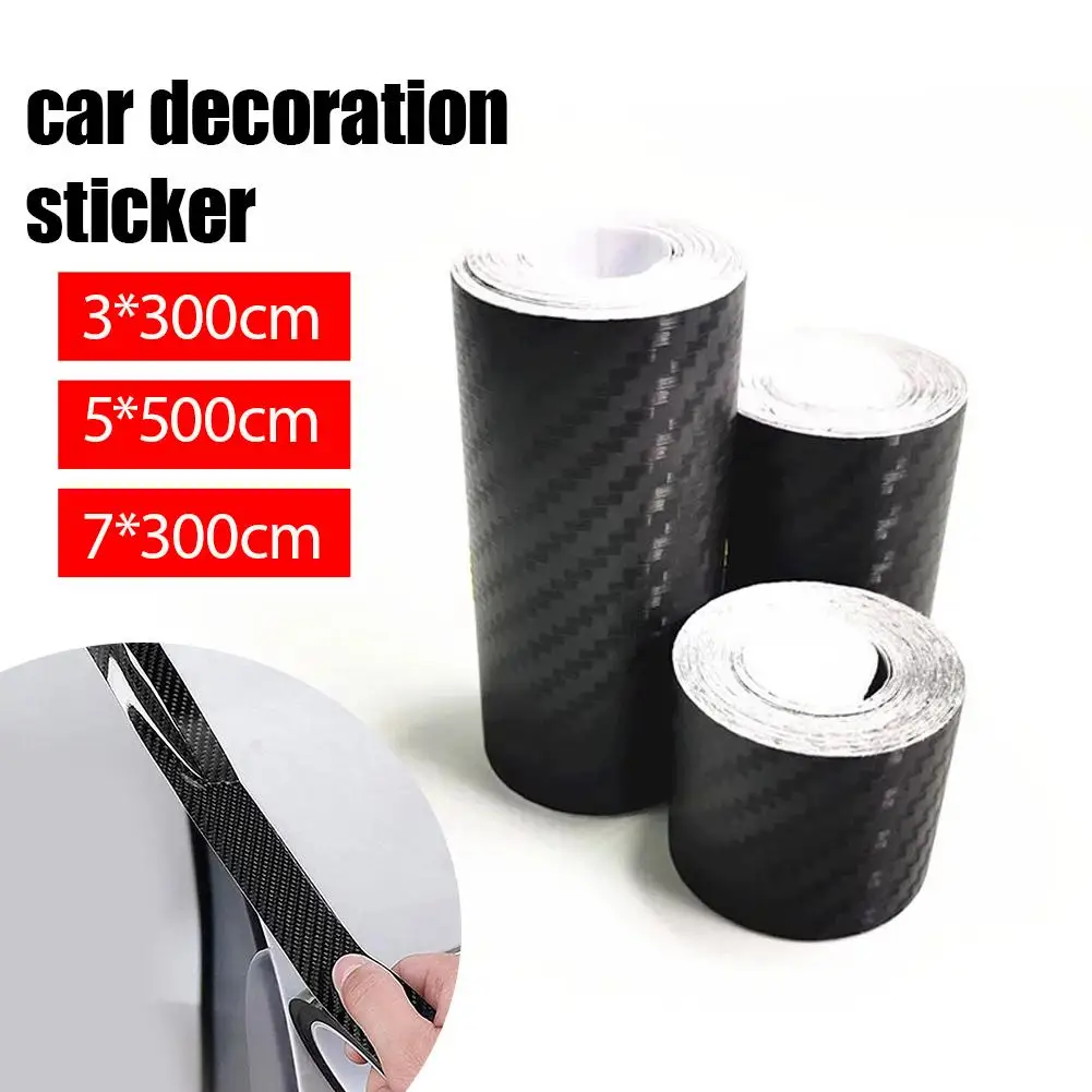 3/5/7M 3D Carbon Fiber Car Sticker Door Mirror Paste Protector Strip DIY Protection Protective Film Waterproof Adhesive