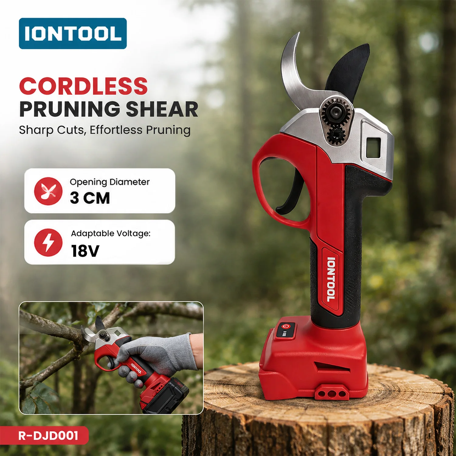 iontool-30mmコードレス電動剪定機-家庭用果樹盆栽の手入れ、庭の枝切り、庭の清掃用ツール（本体のみ）