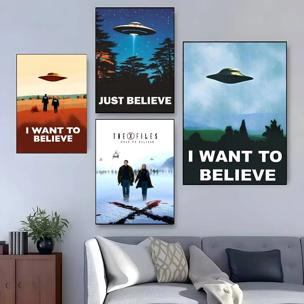 أريد أن أصدق ملصق x Files عالي الدقة لديكور المنزل، جدار لاصق مقاوم للماء، غرفة المعيشة المنزلية، ديكور جمالي