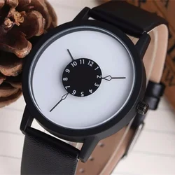 Simple Fashion Men Casual Pu Leather Strap Round Dial Quartz Wristwatch for Male WomenCasual Clock Watches relogio masculino