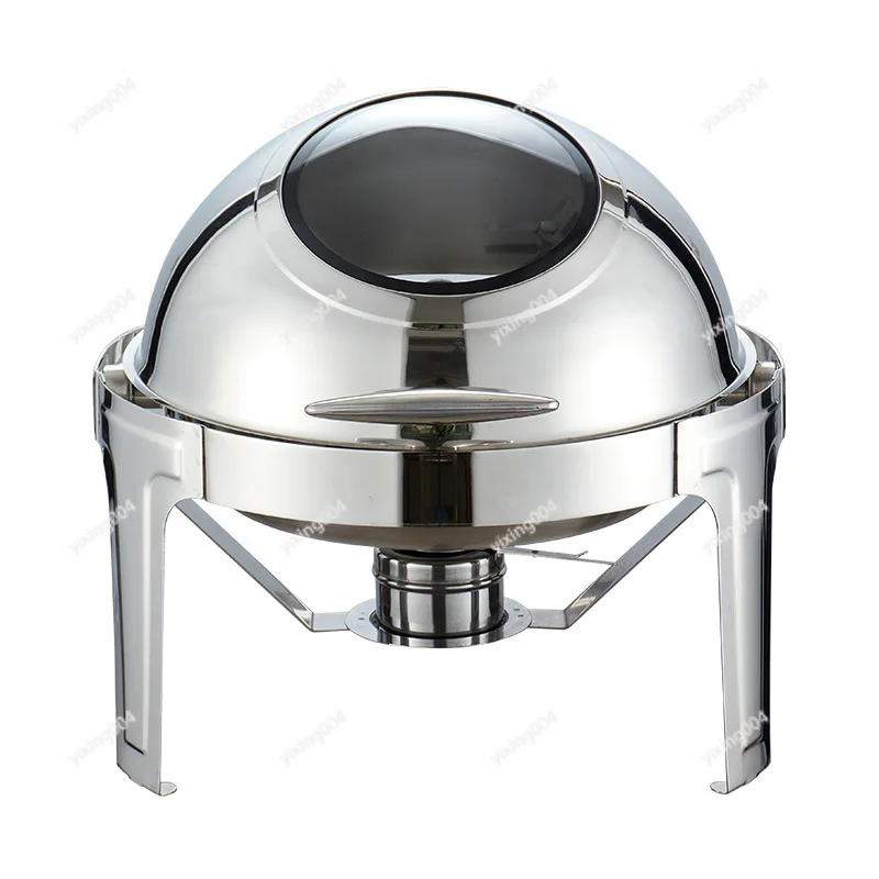 Thickened Round Buffet Stove,Electric Heating Visual Stainless Steel Chafer for Catering