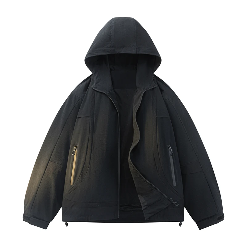 

Мужская повседневная куртка с капюшоном для активного отдыха, большого размера, с множеством карманов, водонепроницаемая, ветрозащитная, износостойкая, модная, в британском стиле