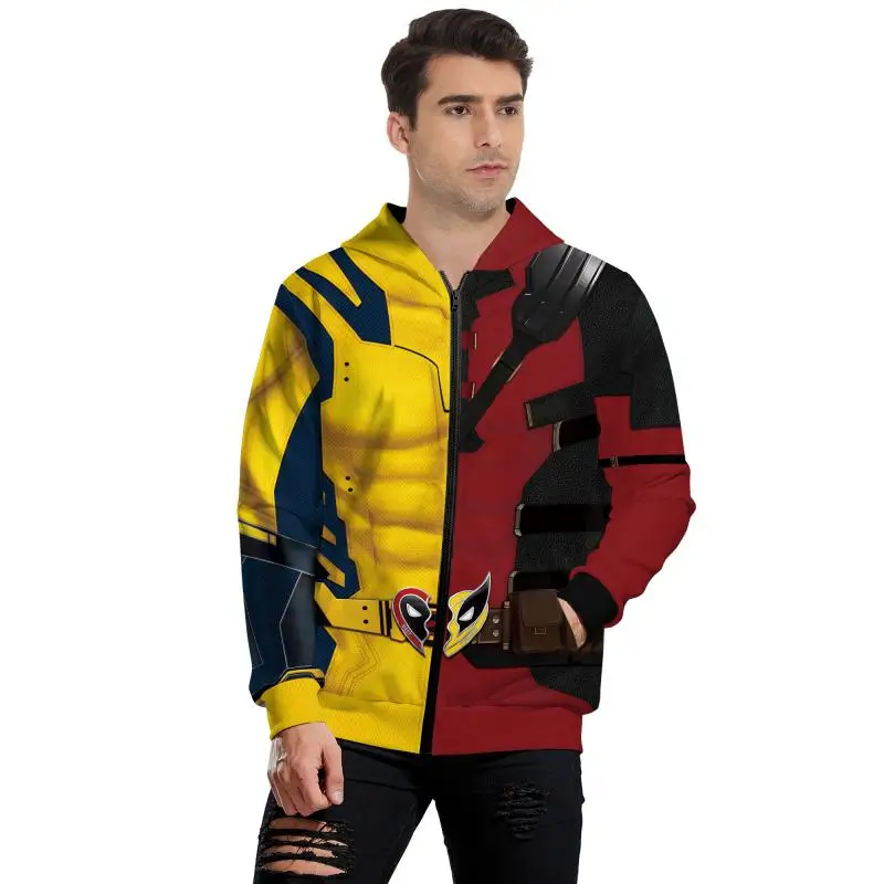 Sudaderas con capucha de Cosplay de Halloween para hombres, disfraces de superhéroe, jersey con estampado 3D, sudaderas con capucha con cremallera, ropa novedosa de lujo