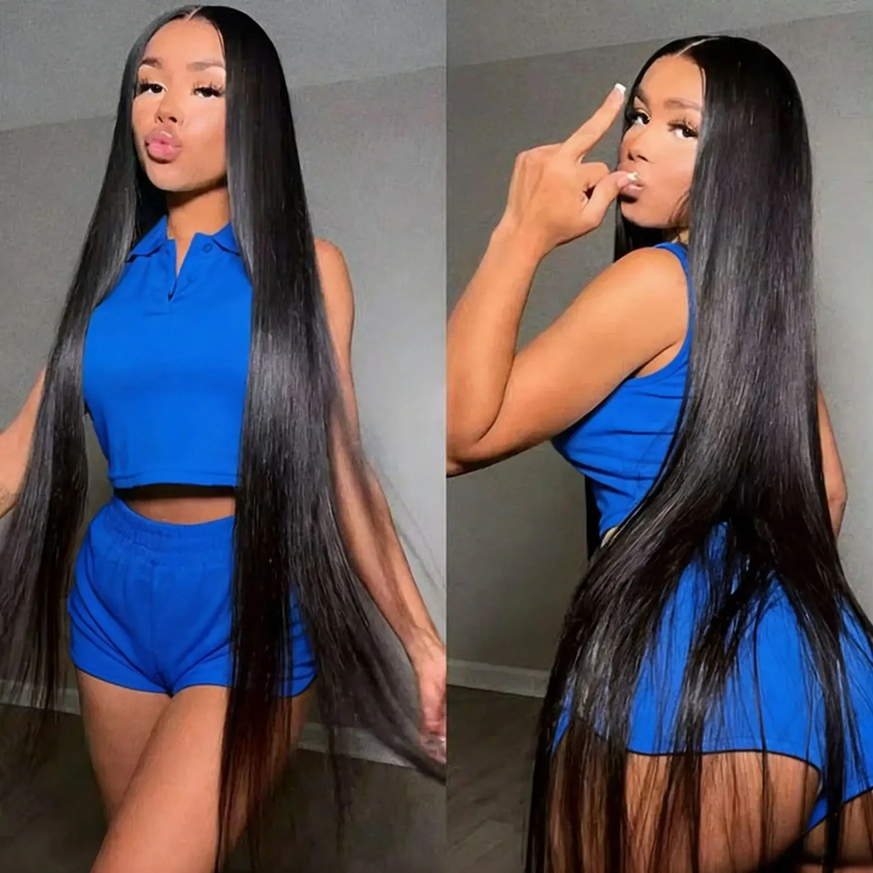 

36 40 42 inches 220 Density Straight 13x6 HD Transparent Lace Natural Color Brazilian Human Hair Wig For Women Frontal Lace Wig