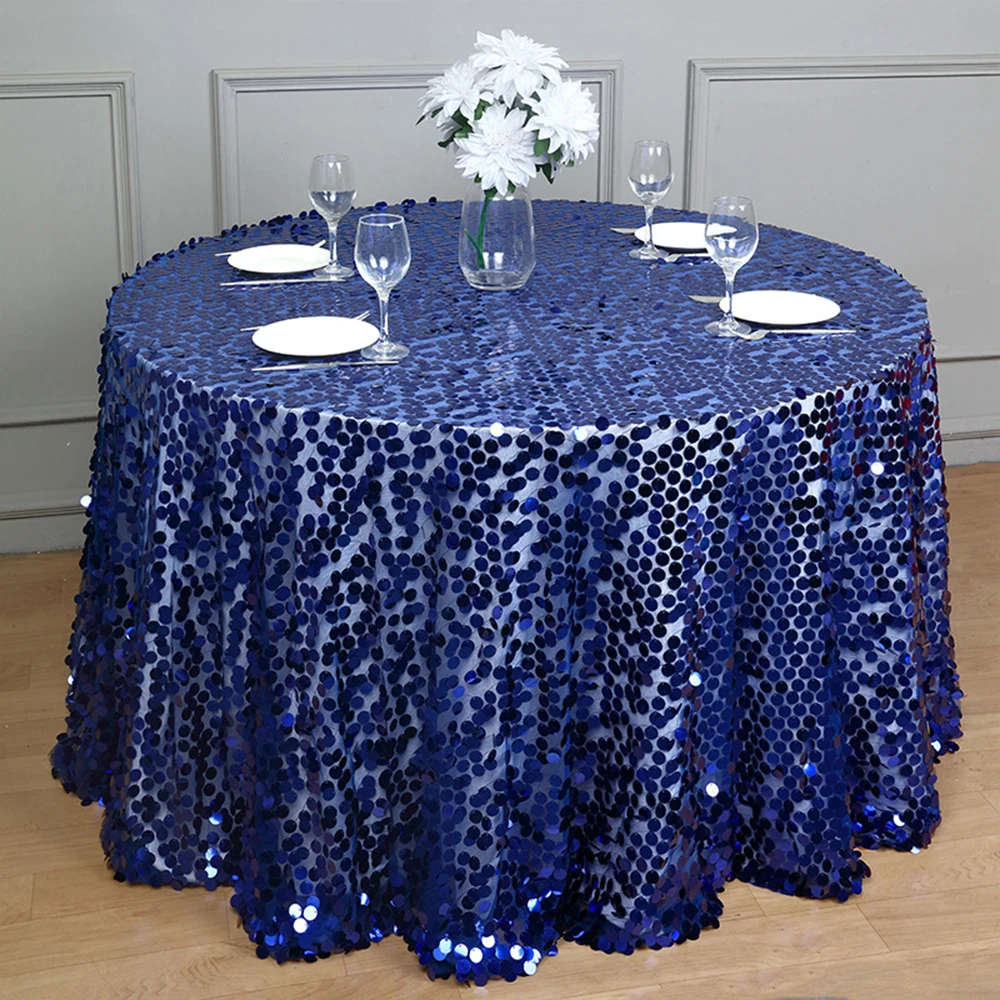 

Large Sequin Tablecloth Round Gold Silver Royal Blue Wedding Party Decoration Live Photography Background Fish Scales Cloth