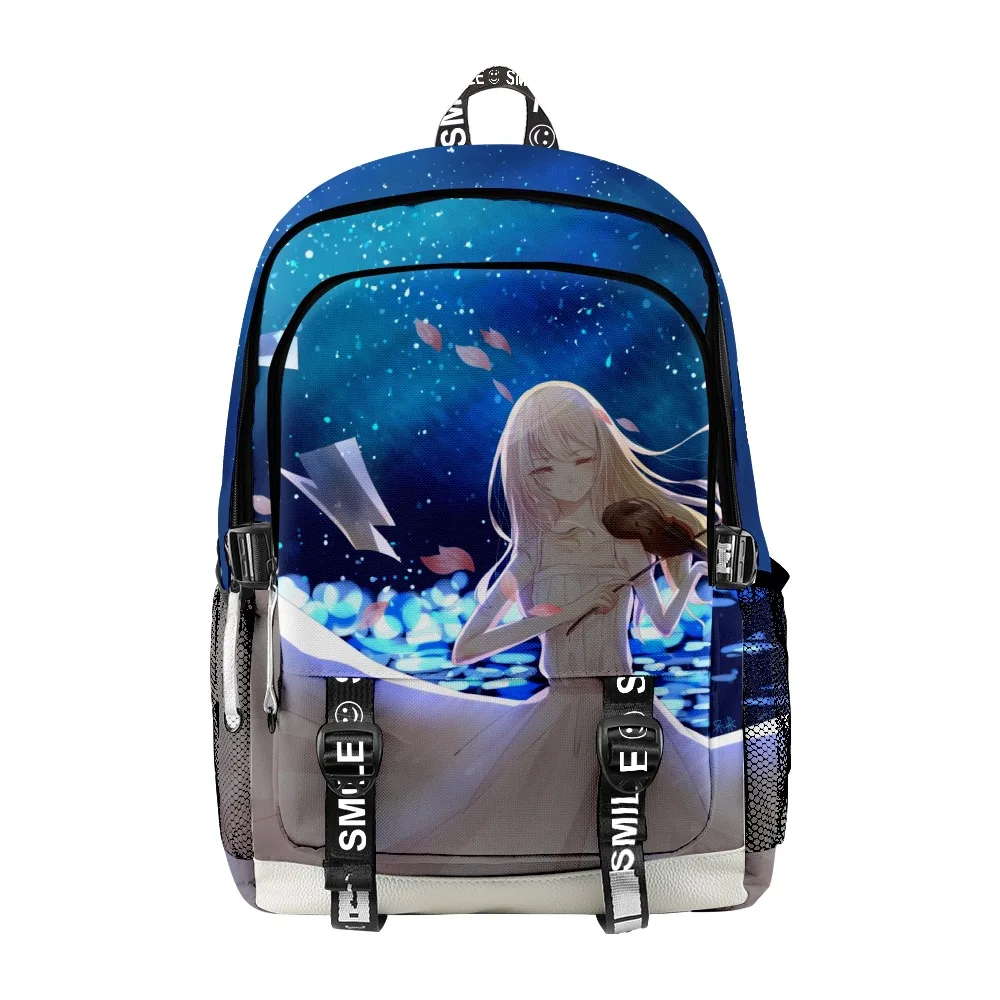 Harajuku popular sua mentira em abril estudante sacos de escola unisex impressão 3d oxford à prova dwaterproof água notebook multifuncional mochilas viagem