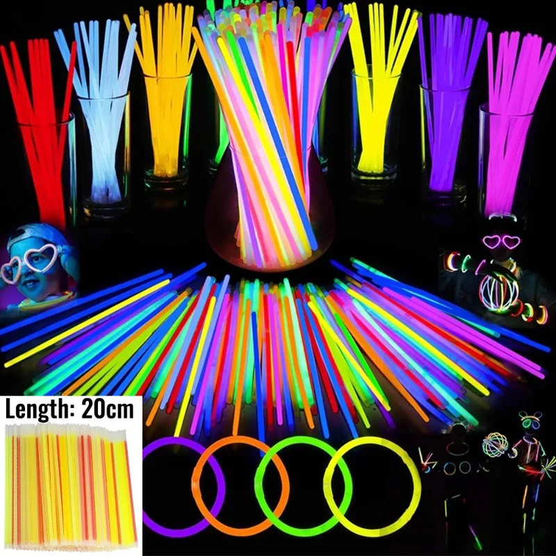 10-100pcs Fluorescence Sticks Party Multicolor Glowing Stick Bright Colorful Light Bendable Glow Bracelet Chemical Fluorescence view 2