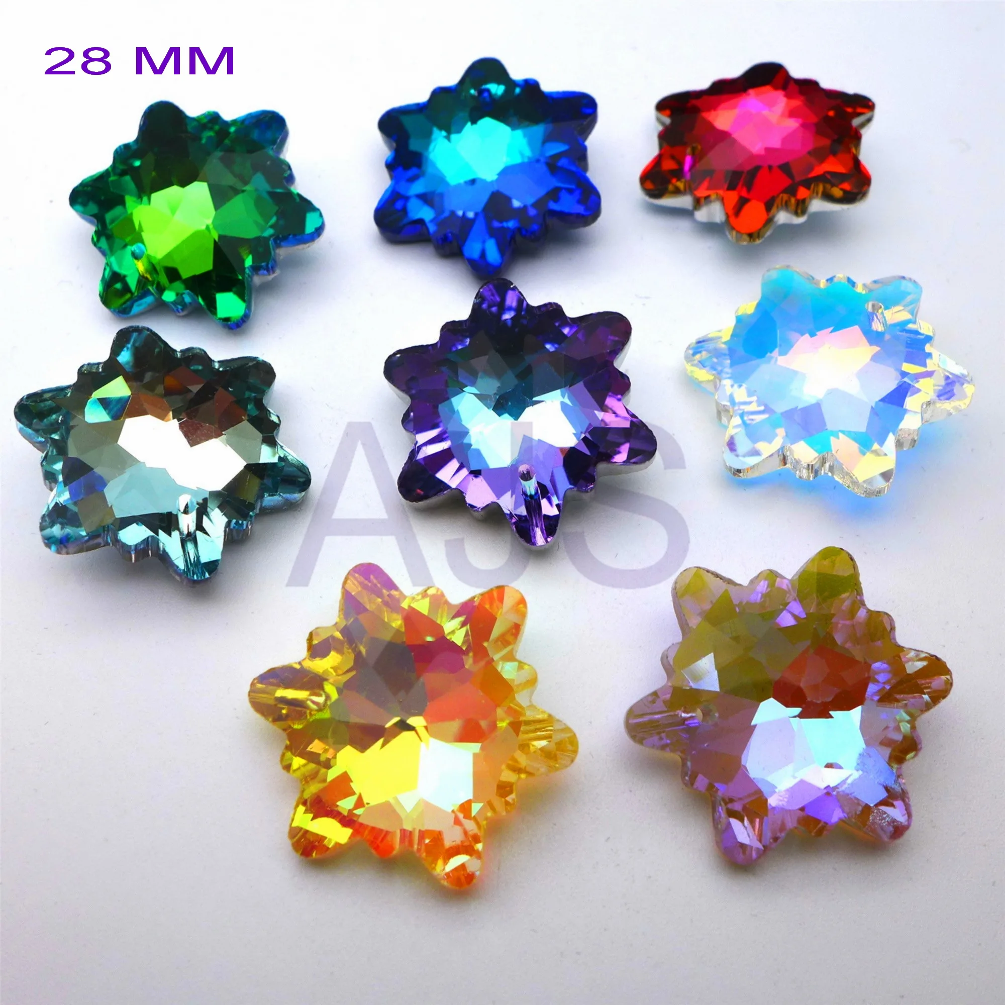 

12 pieces 28MM Crystal Snowflake Pendants Suncatcher Feng Shui for Chandelier Curtain Ornament Prisms Jewelry Gifts AB Free Ship