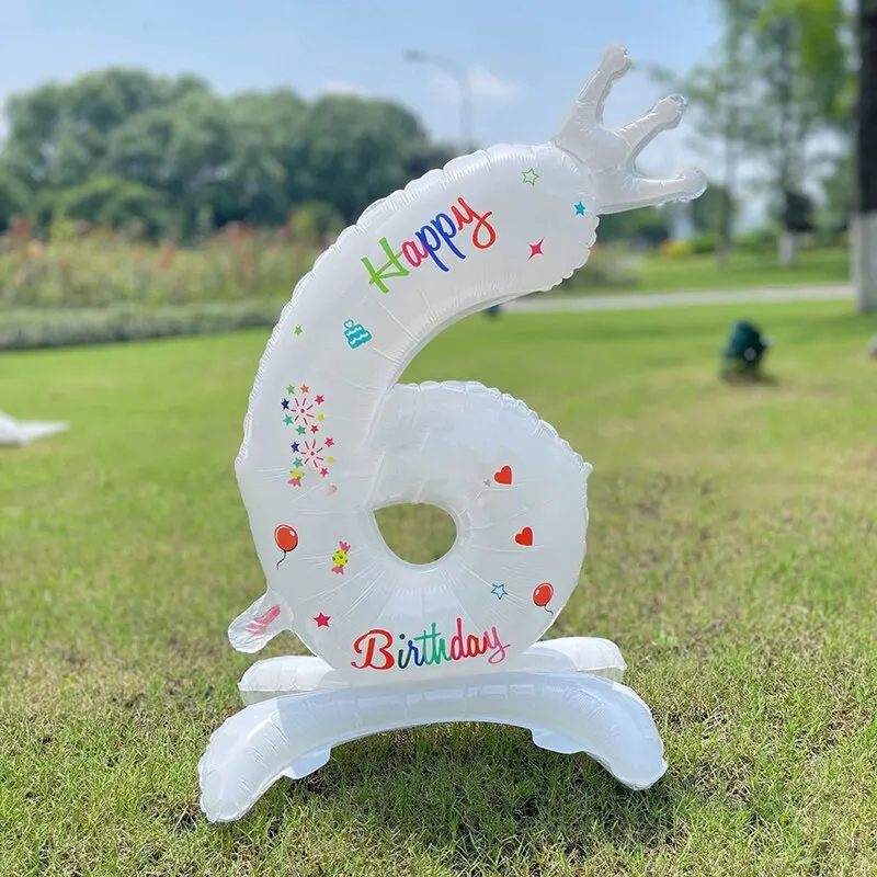 32 pouces blanc nombre stand 0-9 forme ballons en aluminium Film fête d\'anniversaire décor enfant jouet anniversaire ballons