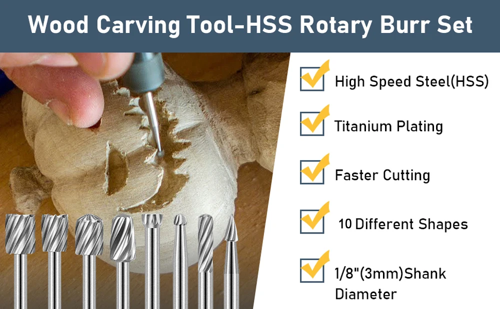 10pcs HSS โรตารี่สําหรับเครื่องตัดเหล็กสําหรับโลหะหนู-หางแฟ้มโลหะชุดโรตารี่ใช้งานร่วมกับงานไม้เครื่องมือ
