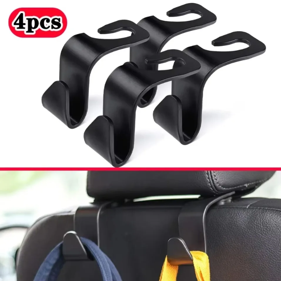 Universal 4pcs Car Seat Hook Rear Interior Portable Hanging Bag Holder Storage Bag Wallet Cloth Decorative Ornaments Storage