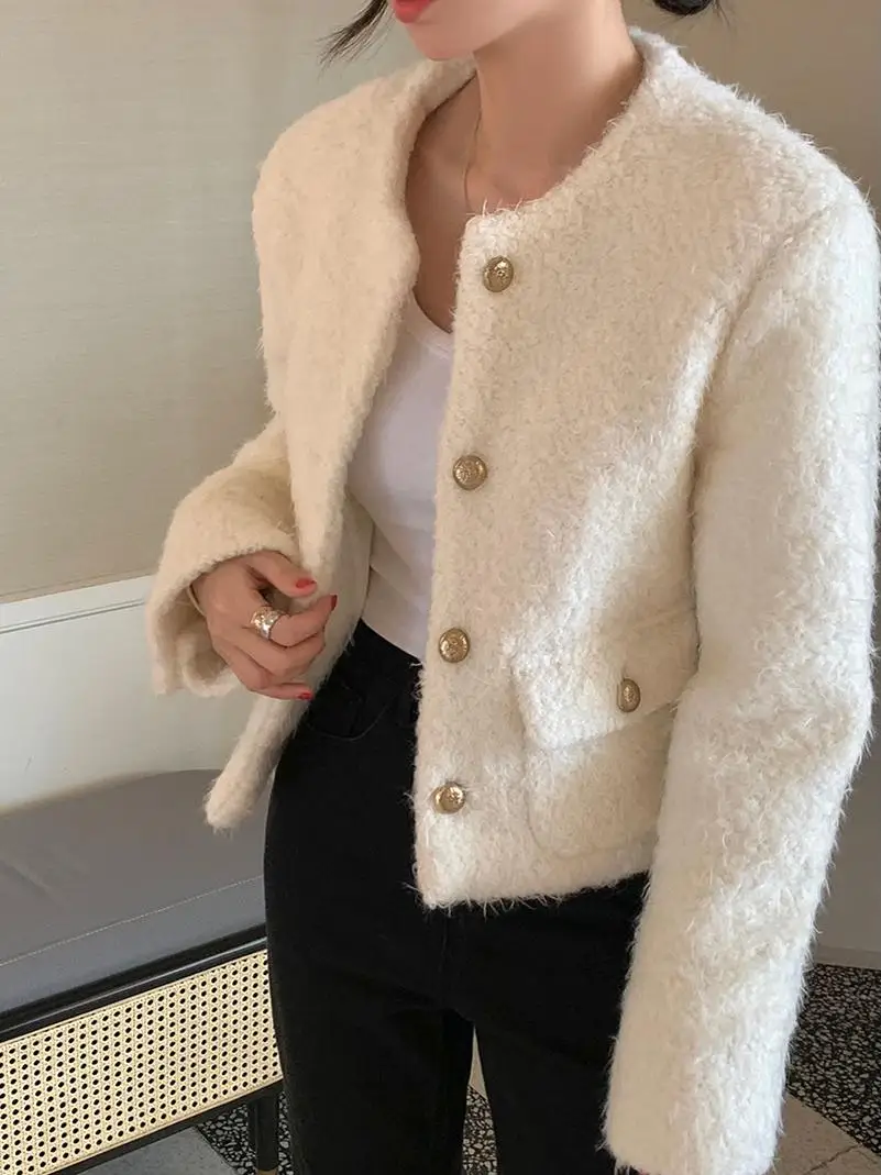 

Thiened Plu Feel шерстяной топ женский свободный металлический синий хлопковый топ с хлопковой вставкой теплый маленький шерстяной топ Fraance