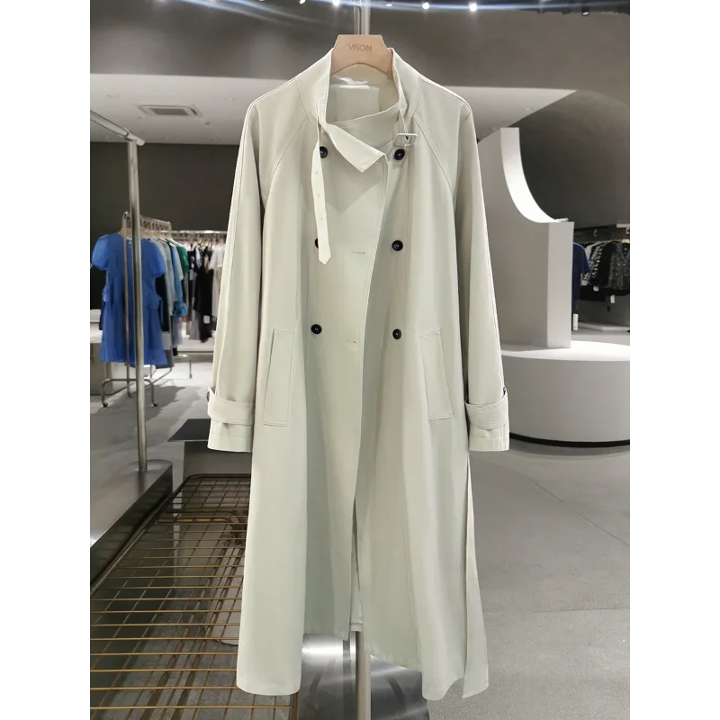 

Beige High Quality Loose Lazy Long Trench Jacket for Women 2025 Autumn Long-sleeved Casual Versatile Office Lady Jackets