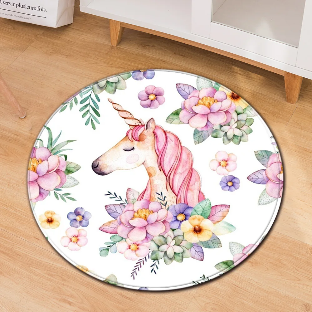 Cartoon Cute Round Carpet Computer Chair Pad Office Chair Floor Mat Door Mat Foot Pad Room Decoration Teenager Dropshipping POD