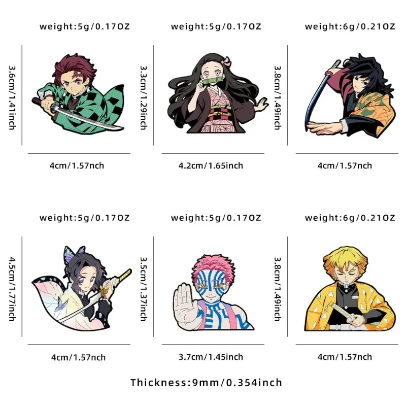 6pcs Demon Slayer Kimetsu No Yaiba Cartoon Brooches Anime Character Backpack Accessories School Bag Supplies birthdaygift friend view 6