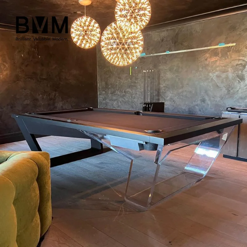 Acrylic Glass Billiard Table, Luxury High-End American 8-Ball Pool Table, Standard Size for Adults, Home Use