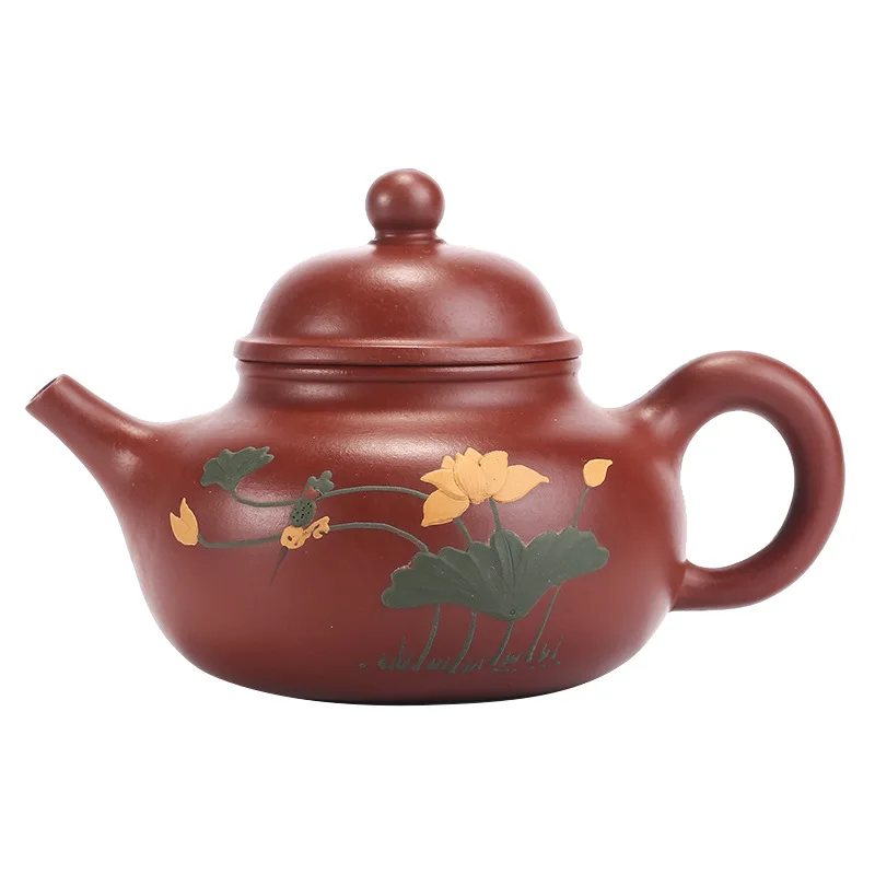 

Zisha Teapot Yixing Handmade Pot, Kung-Fu Teaware, Purple Clay Drinkware for Puer Chinese Tea Lotus Fun Rongtian, Fun