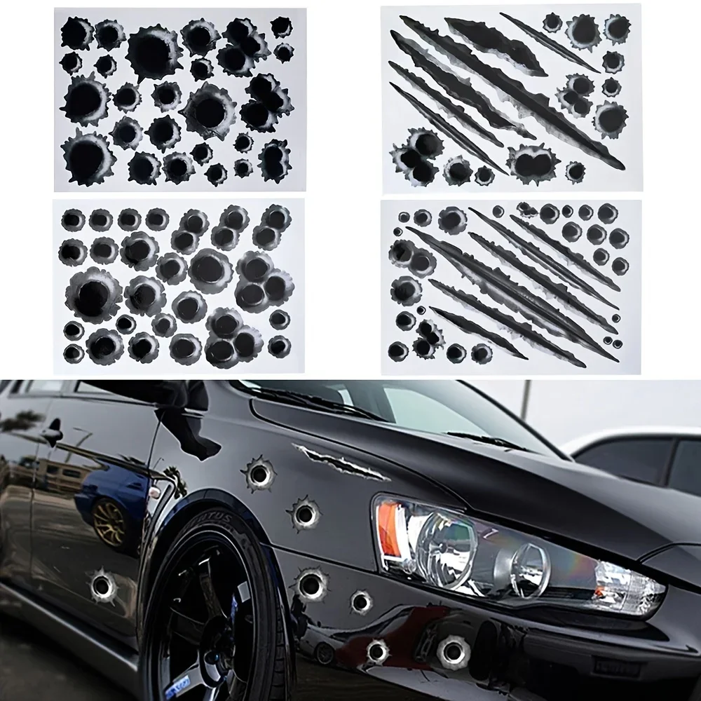

Car Stickers Simulated 3D Bullet Hole DIY Car War Styling Accessories Motorcycle Scratch Car Stickers And Decals