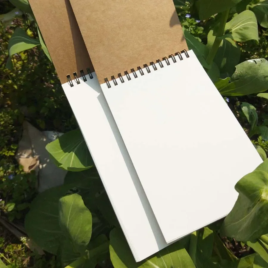 50 folhas cáqui sketchbook espiral caderno interno em branco papel branco para pintura desenho escrita