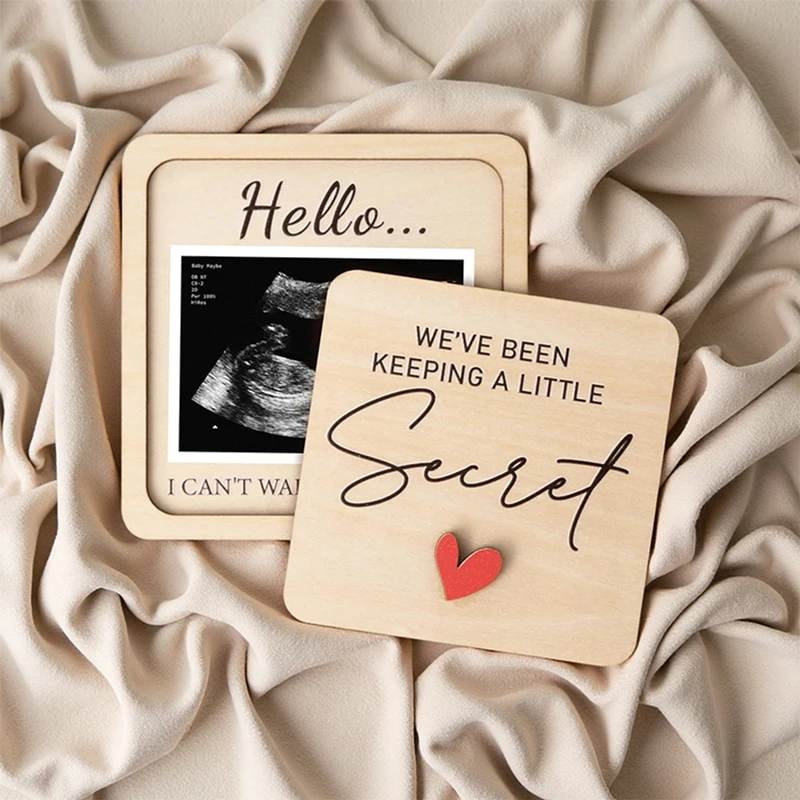 Pregnancy Announcement Sign Wooden Picture Frame Ultrasound Photo Frame Tabletop Decorations Photo Frame Gift for Grandparents
