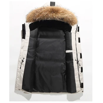 Warm Fur Collar Ski Parka 4 Winter Men's Warm Mountain SKi Parkas Fashion Men Fur Collar Mid-Long Down Padded Coats Men Windbreaker Thermal Hooded Jackets 4
