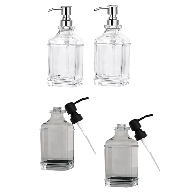 Glass Soap Dispenser With Rust Proof Stainless Steel Pump Refillable Hand Soap Dispenser Bathroom Soap Dispenser