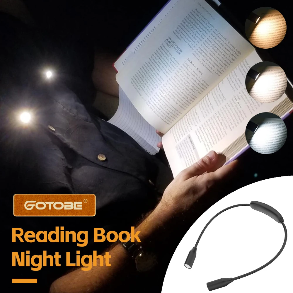 

Neck Reading Lights Portable Adjustable 3 Colors 3 Brightness Soft Light Eye Protection Night Reading Book Lamp Travel Camping