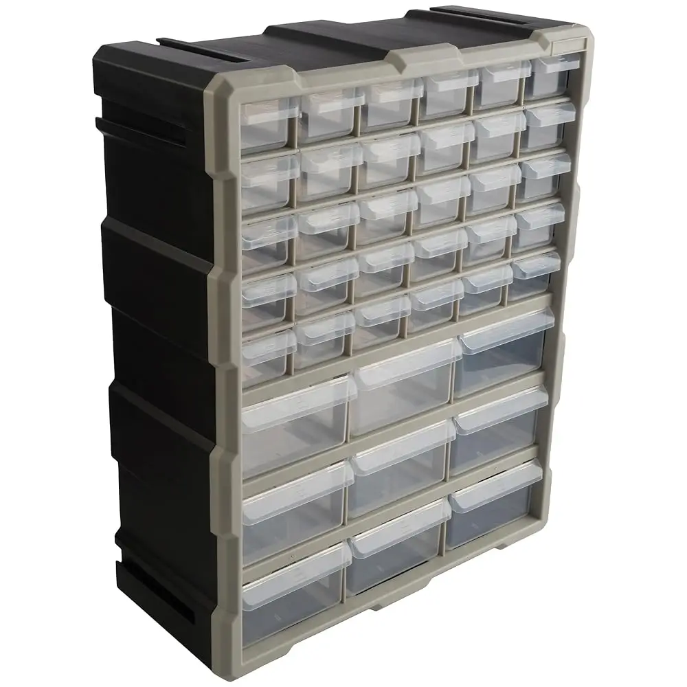 

39-Drawer Plastic Small Parts Organizer - Desktop Or Wall Storage Drawers For Organizing Hardware, Crafts, Garage, Or Classroom