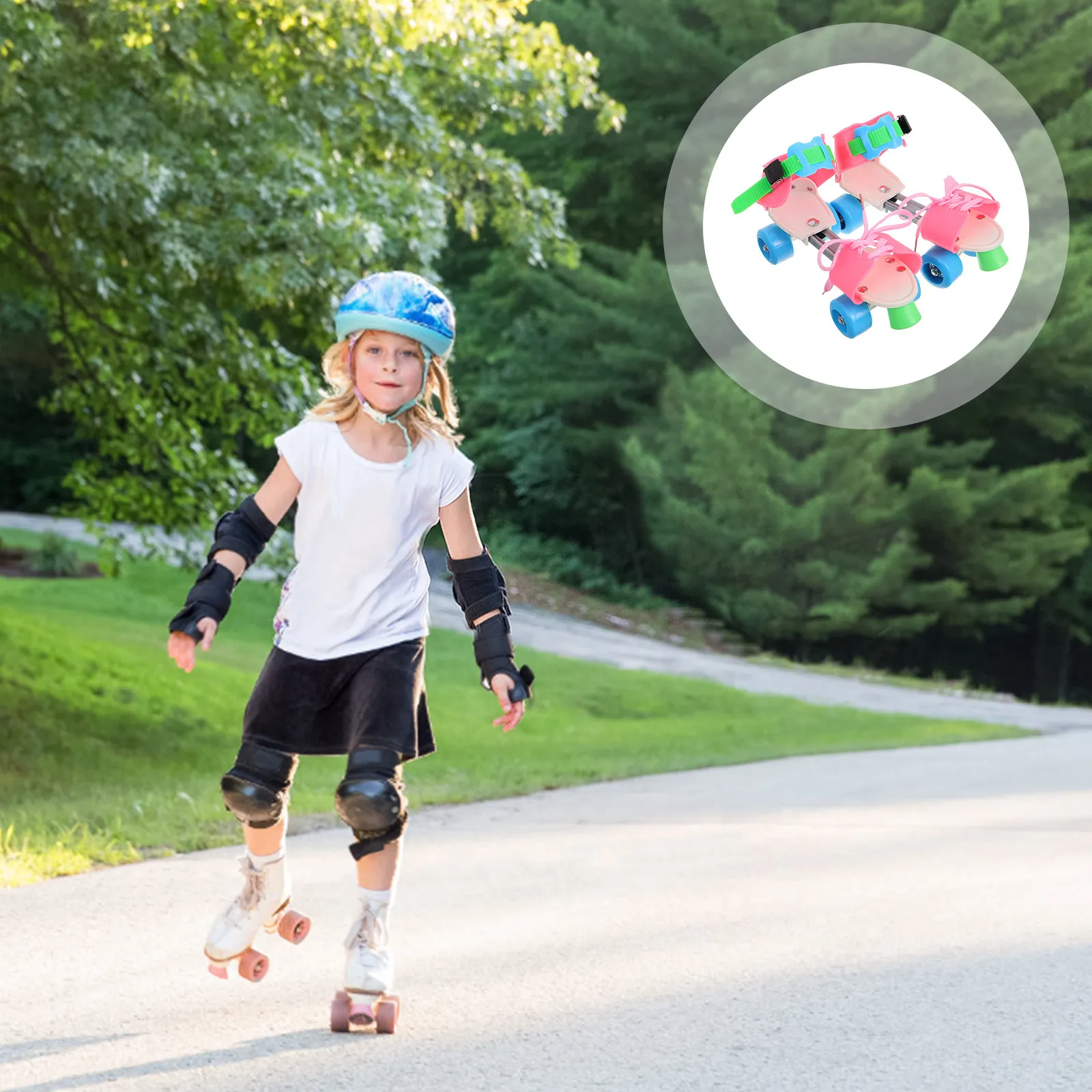 

1Pair Adjustable Kids Roller Skates Double Row Wheels Toddler Beginner Quad Skates Indoor Outdoor Boys Girls Kids Rollerskates