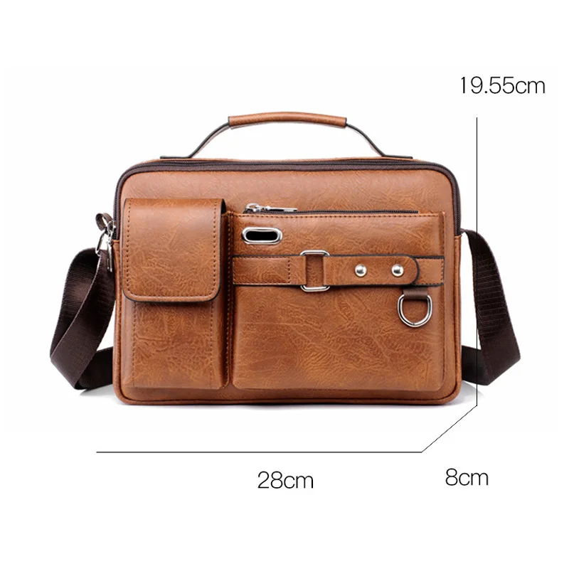 Mannen Pu Lederen Schoudertas Fashion Business Crossbody Tassen Handtassen Zwarte Tas Mannen Laptop Aktetassen Tas Met Schouderriem 2022new