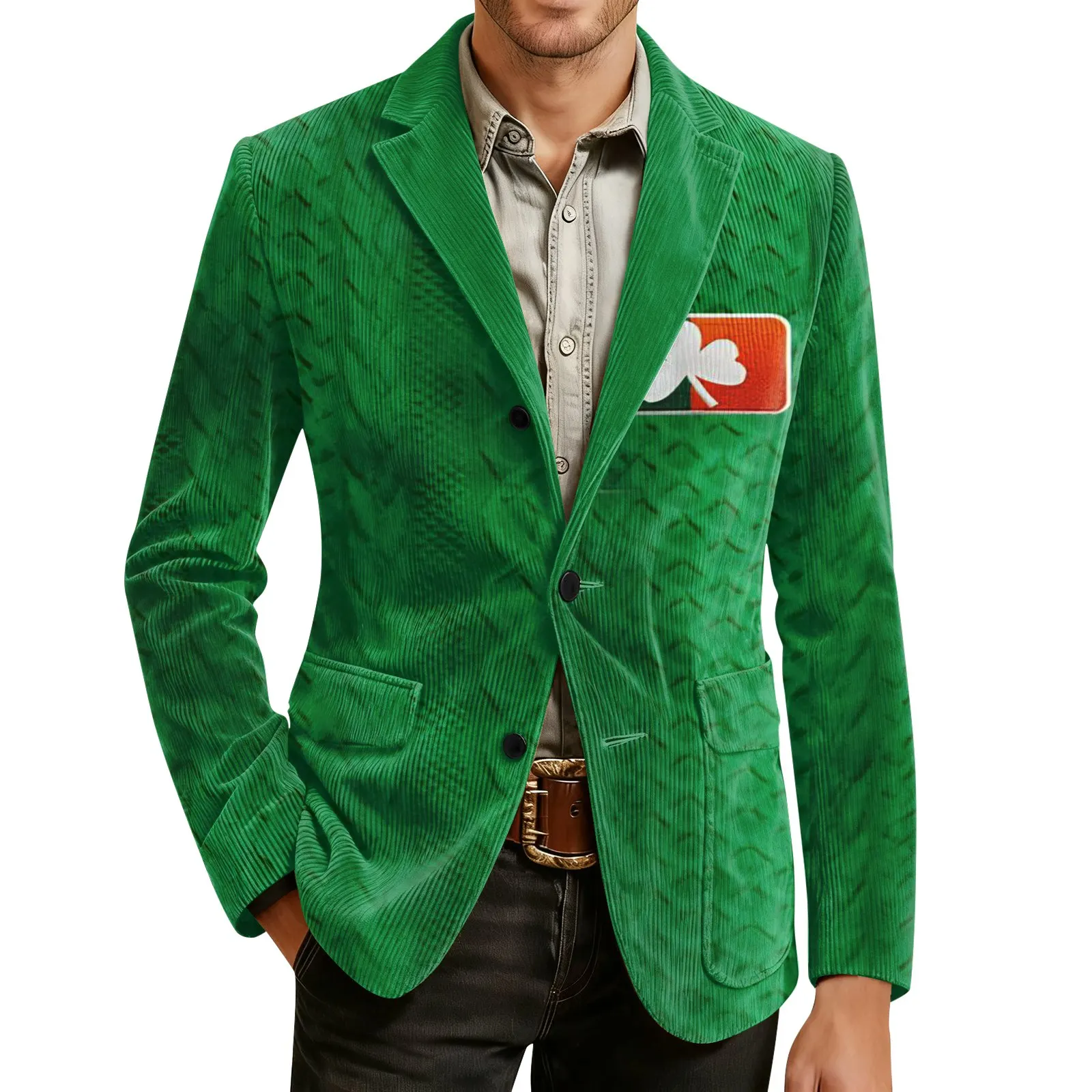 

Men'S St. Patrick'S Day Printed Suit Jacket Fashion Fitness Suit Overcoat Multicolor 2026 Trendy Notch Collar Jackets Trajes Par