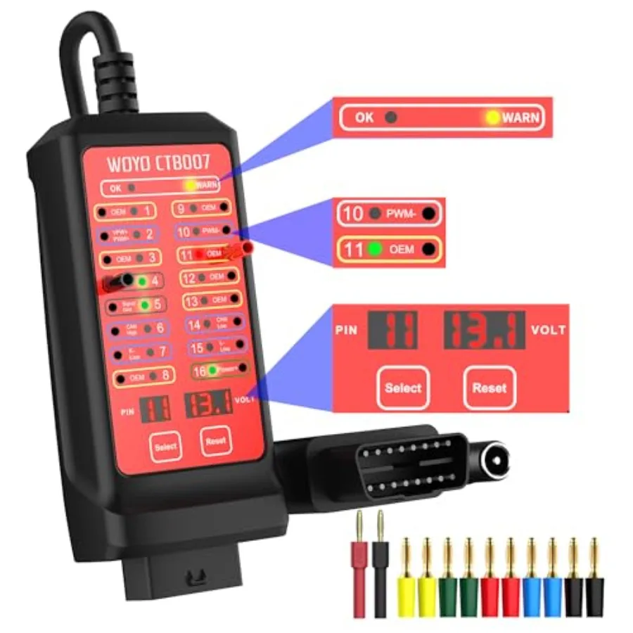 OBD2 Breakout Box CTB007 12V/24V CAN Tester with 27 Inches OBD Extension Cable for Automotive Diagnostic Testing Supports OBDII