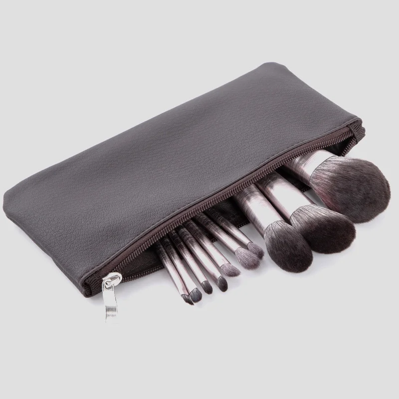 10-teiliges Make-up-Pinsel-Set mit weichen Borsten und Beutel – verdickte Aluminium-Aderendhülsen, Puder, Rouge und Lidschattenpinsel