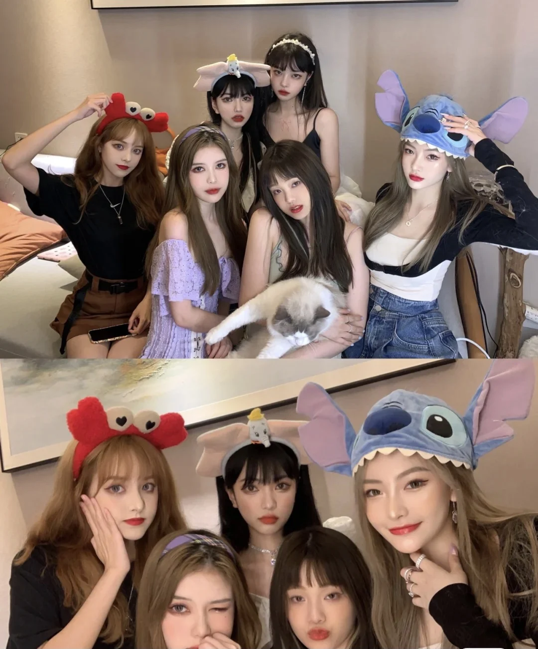 만화 귀여운 릴로 & 스티치 3차원 모자 애니메이션 스타일, 창의적인 봉제 따뜻한 모자, 사진 소품, 생일 선물