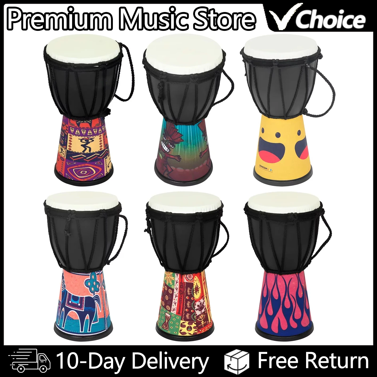 4 Polegada tambor africano artesanal tradicional africano tambor de mão colorido djembe tambor para crianças estudo instrumento musical percussão