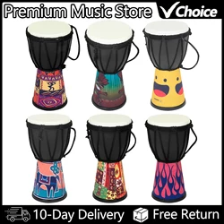 4 Inch African Drum Handmade Traditional African Hand Drum Colorful Djembe Drum for Children Study Percussion Musical Instrument