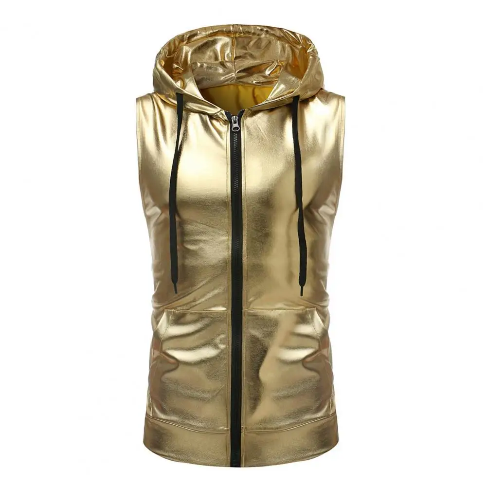 

Men's Sleeveless Vest for Sleeveless Hooded Vest with Drawstring Waist Zipper Closure Streetwear Waistcoat with Pockets