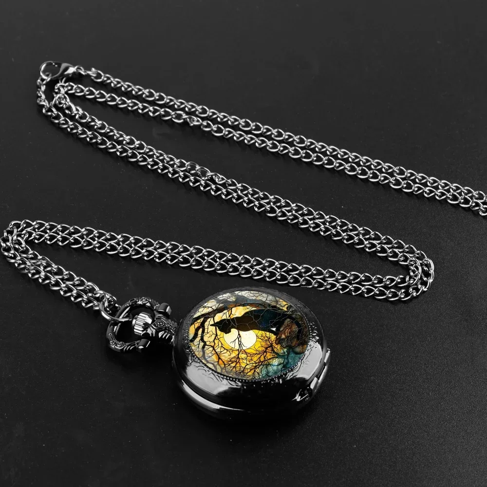 الإبداعية القط الظل الأسود ساعة جيب كوارتز قلادة توقيت قلادة الهدايا الإبداعية للأطفال الرجال النساء القط عاشق هدية تذكارية #3