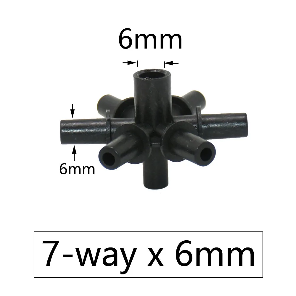 6mm 5/7-way Garden Hose Nozzle Connector Drip Irrigation Cross Splitter Tube Connectors For Wate Mist Sprinklers