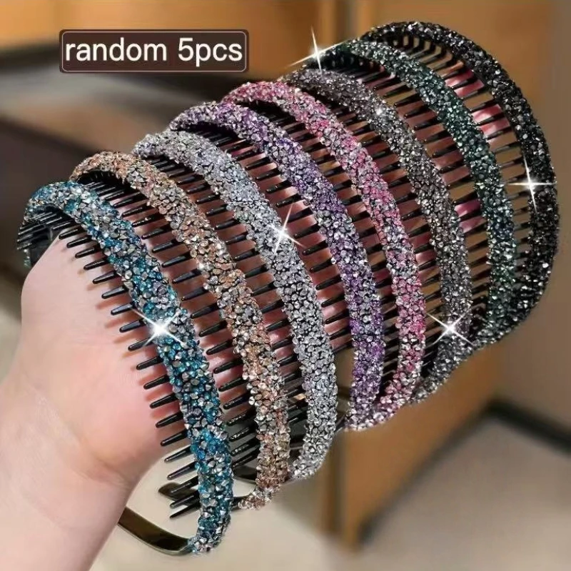 Anti Slip Teeth Rhinestone Star Headband Women Wash Face Broken Hair Fix Hair Hoop