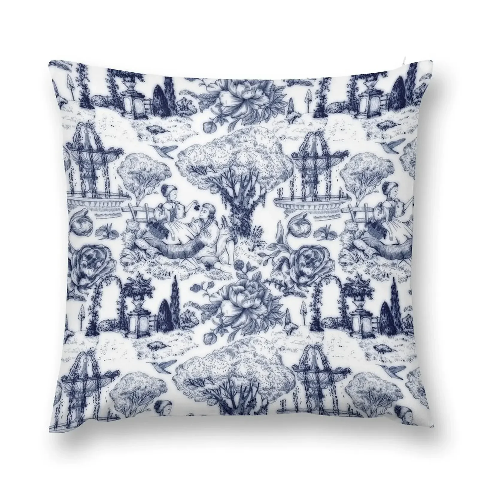 

Blue Vintage French Provence Toile de Jouy Throw Pillow luxury decor Cushions For Decorative Sofa Throw Pillow pillow